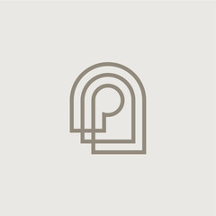 p letter niche door window logo vector icon illustration