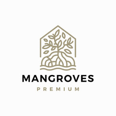 mangroves house home logo vector icon illustration