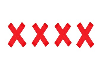 Obraz premium Four red x marks isolated on white background