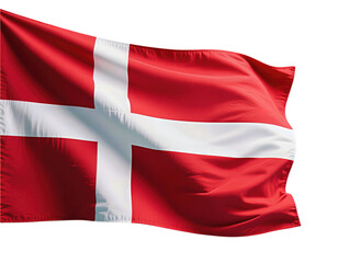 Fototapeta premium Red and White Flag with Nordic Cross Design Waving