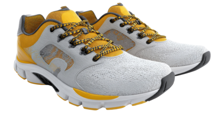 Pair of new athletic sport shoes isolated on white background