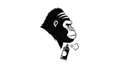 Gorilla Head With Aerosol Spray Can vector illustration