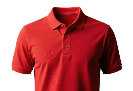 Red polo shirt with collar and short sleeves
