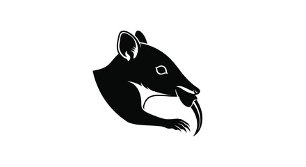 Rat Shrew Head With Curved Fang Claw vector illustration
