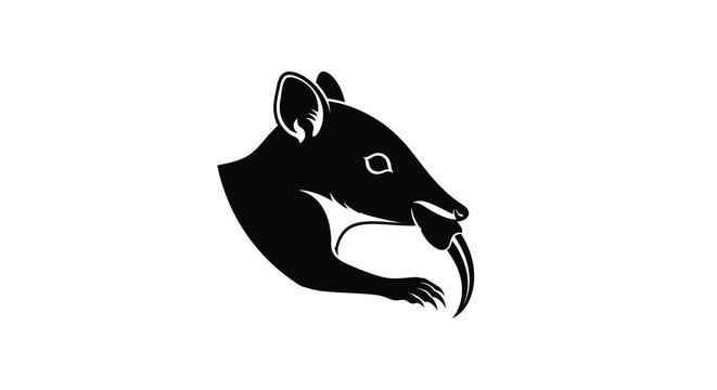 Rat Shrew Head With Curved Fang Claw vector illustration