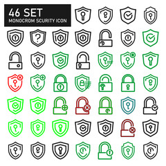 46 Set Monochrome Security Icon Collection
​Shield and Padlock Protection Interface Icons
​Cybersecurity Status UI/UX Vector Set