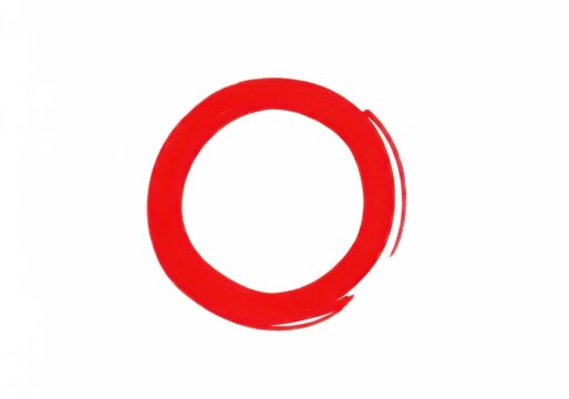 Hand drawn red circle isolated on white background