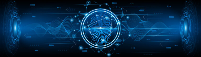 Abstract technology circuit board background. Fingerprint scanning cybersecurity concept. modern technology innovation concept background	