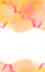 Soft watercolor wash transparent background with blended orange and pink hues
