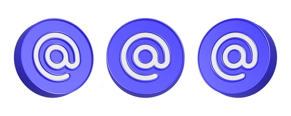 3d rendering icon mention or tag in blue button
