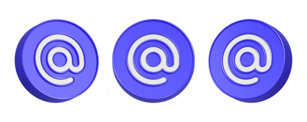 3d rendering icon mention or tag in blue button