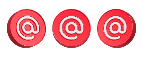 3d rendering icon mention or tag in red button