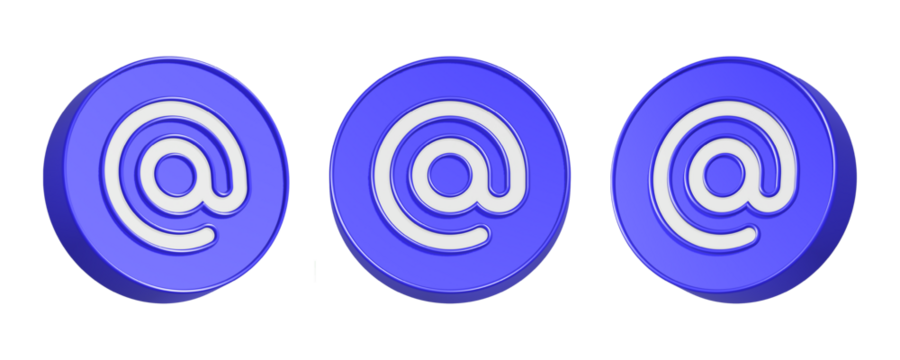 3d rendering icon mention or tag in blue button