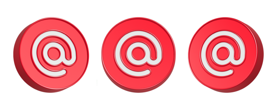 3d rendering icon mention or tag in red button