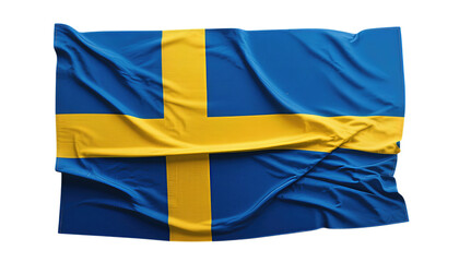 Waving flag with blue and yellow Nordic cross design
