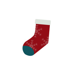 Flat Style Christmas Stocking with Snowflake Detail for Holiday Decoration Item