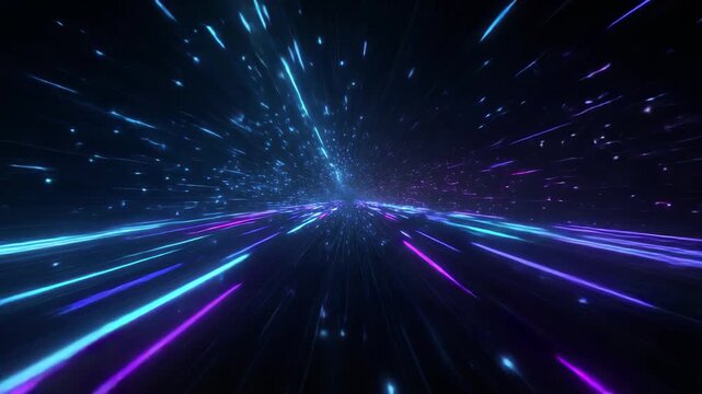 Experience thrilling speed and vibrant energy as neon light trails streak through futuristic digital space, 4k high quality footage - Powered by Adobe