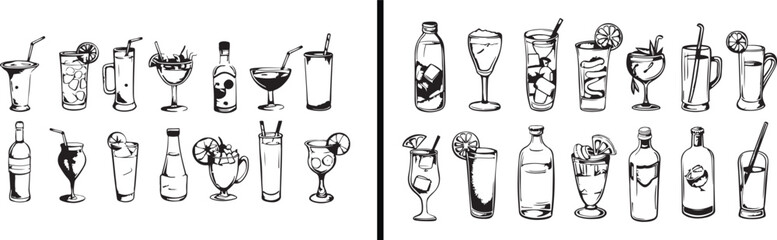 cocktail vector, drink illustration, alcoholic beverage, bar icons, glass design, party drinks, cocktail art, summer refreshment, mixology vector, beverage pattern