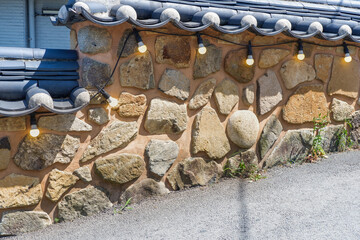 Korean style wall and roof, bukchon hanok villageTraditional Korean style architecture in Seoul South Korea.