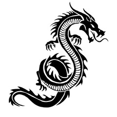 Black Oriental Chinese Dragon Silhouette Tattoo Design