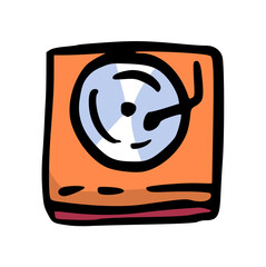 Hand Drawn Turntable: Retro Orange Record Player Doodle for Music, DJ, Vintage, and Nostalgia Design Element (Keyword: Turntable, Record Player, Hand Drawn, Retro, Music, Icon, Doodle, Vintage