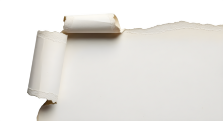 White ripped paper shows raw texture on black. Edge lighting creates contrast. Suitable for minimal design, background, or product mockup.