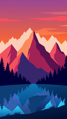 Scenic mountain range reflecting in calm water body