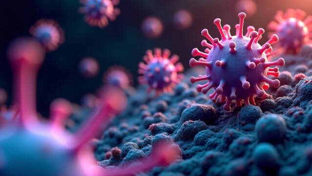 Microscopic View of Coronavirus Cells