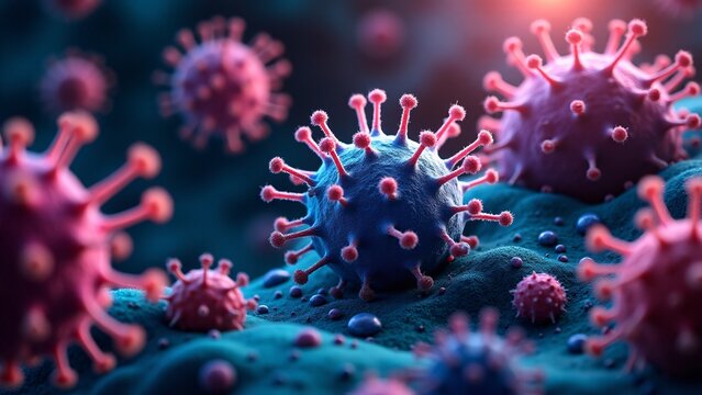 3D Rendered Coronavirus Particles