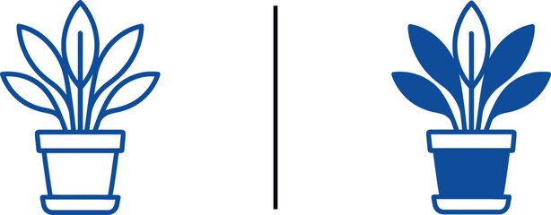 Dual Plant Pot Concept: A conceptual graphic showcasing two stylized plant pots. One pot featuring a white color, the other with a filled blue color, both illustrating a sense of balance.