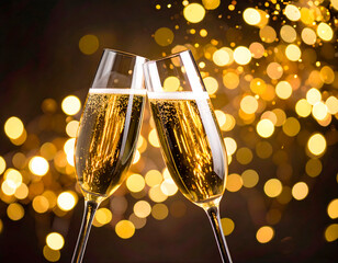 Happy New Year, anstoßen mit Champagner