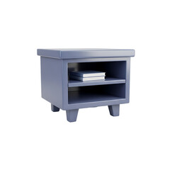 Blue nightstand with books mockup on transparent background