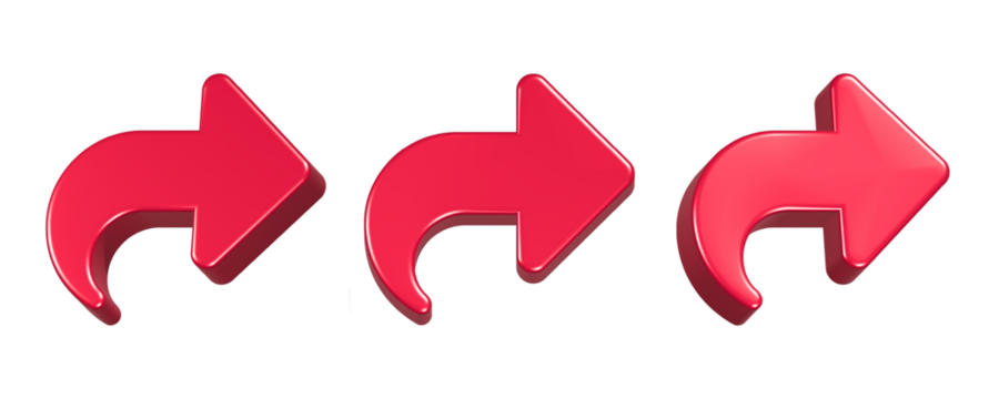 3d rendering icon forward in red color