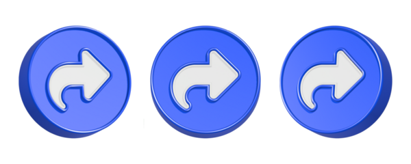 3d rendering icon forward in blue button
