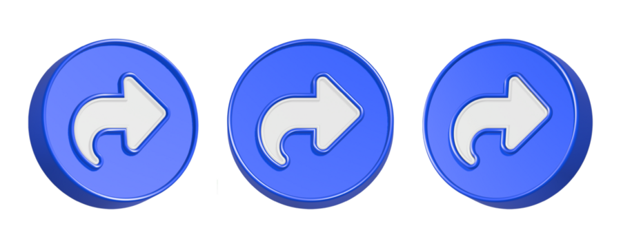 3d rendering icon forward in blue button