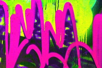 Neon graffiti pattern in vibrant pink, green with drips. Bold 90s, Y2K style, street art vibe, fluorescent colors. Posters, digital art, modern Y2K creative banner, urban visuals.