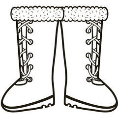 Minimalist Line black  Drawing of a Winter Christmas, Elegant Design, Cute hand drawn.