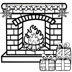 Minimalist Line black  Drawing of a Winter Christmas, Elegant Design, Cute hand drawn.