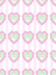 Cute Snowman Heart Seamless Pattern &ndash; Pastel Kawaii Christmas Design