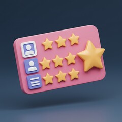 Stylized customer feedback interface with star ratings and profile icons for web applications and user experience design