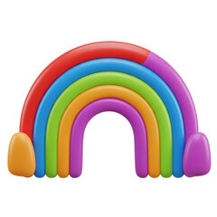 Colorful layered rainbow 3D rendering on transparent background