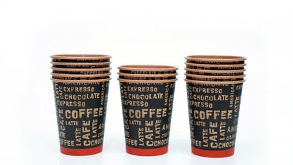 Empty paper cup for coffee made of paper on a white background.