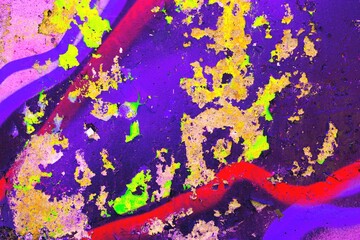 Colorful abstract graffiti texture with neon purple and yellow. Urban 90s style, vibrant colors, bold patterns. Street art, creative backgrounds, modern 90s, 2000s, Y2K visual design.