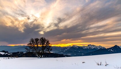 Winters Embrace - A Serene Landscape at Sunset.