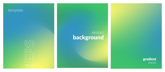 Abstract liquid background set. Gradient mesh. Effect bright color blend. Blurred fluid colorful mix. Modern design template for web covers, ad banners, posters, brochures, flyers. Vector image EPS