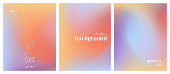 Naklejka premium Abstract liquid background set. Gradient mesh. Effect bright color blend. Blurred fluid colorful mix. Modern design template for web covers, ad banners, posters, brochures, flyers. Vector image EPS