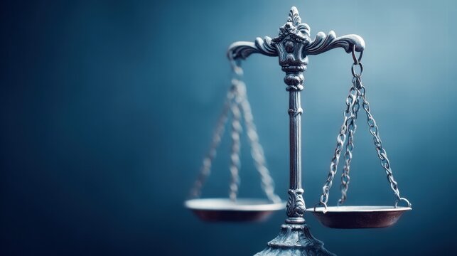 Justice Scale Against a Blue Background