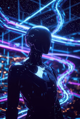 generative art. technologies of the future. The virtual ai image explores cyberspace