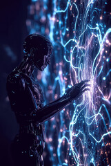 generative art. technologies of the future. The virtual ai image explores cyberspace