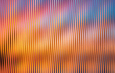 Abstract textured background with vertical ribbed lines in vibrant sunset gradient of orange pink and blue hues